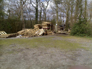 Wood pile at the start of camp