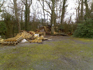 Wood pile at the end of camp